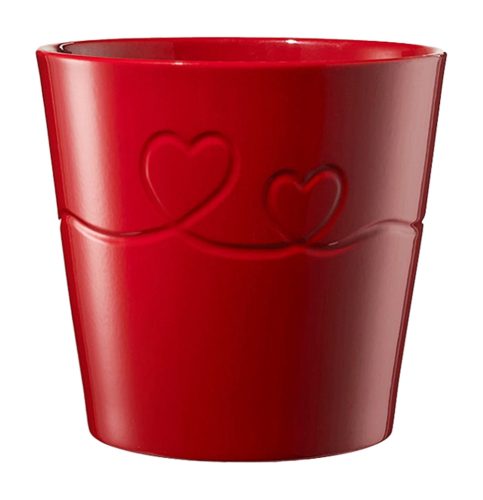 K192546 CERAMIC PLANT POT,  ENDLESS LOVE, SHINY BORDEAUX