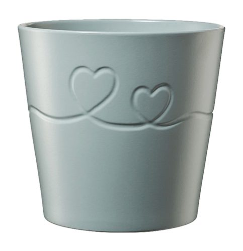 K192548 CERAMIC PLANT POT,  ENDLESS LOVE, MATTE MINT GRAY