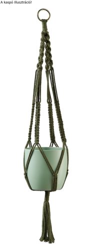 CERAMIC HANGING PLANT POT, MAKRAMEE, NATURAL GREEN