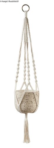CERAMIC HANGING PLANT POT, MAKRAMEE, NATURAL BEIGE