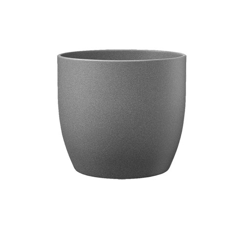 K193023 CERAMIC PLANT POT, BASEL STONE, DARK GRAY