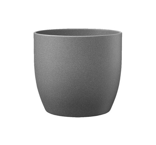 K193033 CERAMIC PLANT POT, BASEL STONE, DARK GRAY