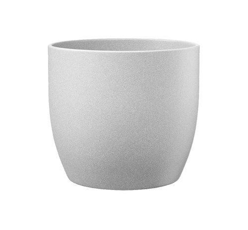 K193040 CERAMIC PLANT POT, BASEL STONE, LIGHT GRAY