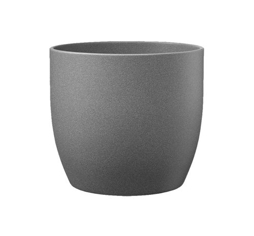 CERAMIC PLANT POT, BASEL STONE, DARK GRAY