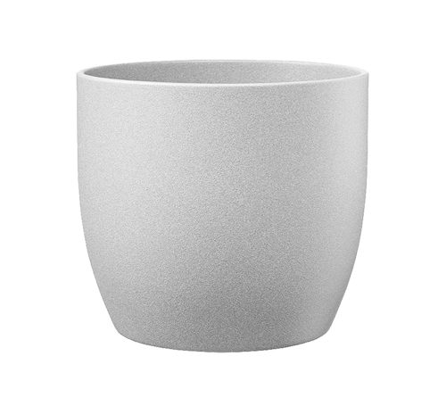 K193050 CERAMIC PLANT POT, BASEL STONE, LIGHT GRAY