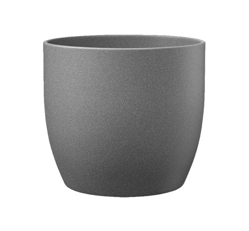 CERAMIC PLANT POT, BASEL STONE, DARK GRAY