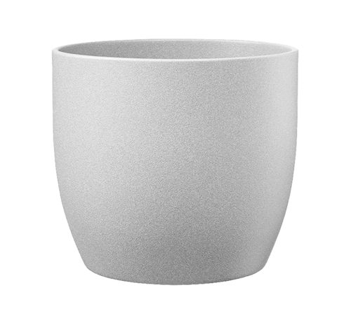 CERAMIC PLANT POT, BASEL STONE, LIGHT GRAY