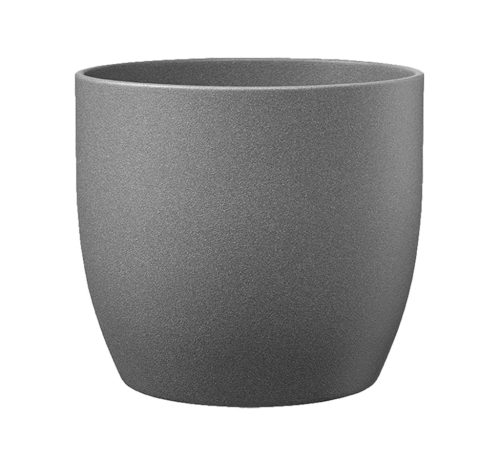 CERAMIC PLANT POT, BASEL STONE, DARK GRAY