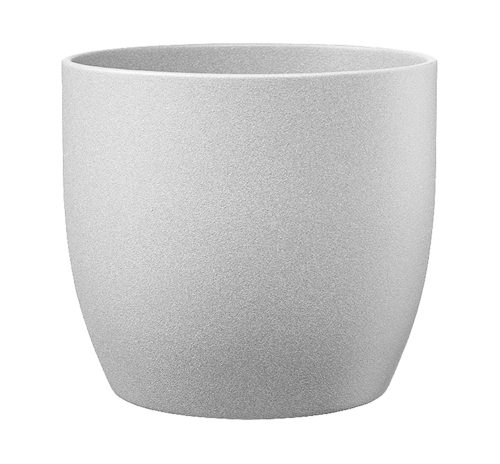 K193070 CERAMIC PLANT POT, BASEL STONE, LIGHT GRAY