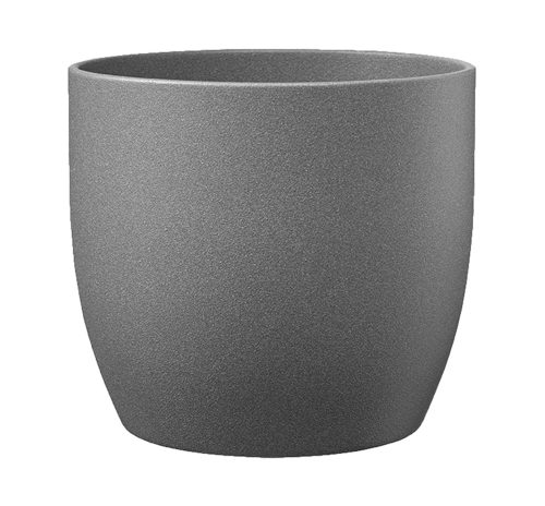 K193073 CERAMIC PLANT POT, BASEL STONE, DARK GRAY