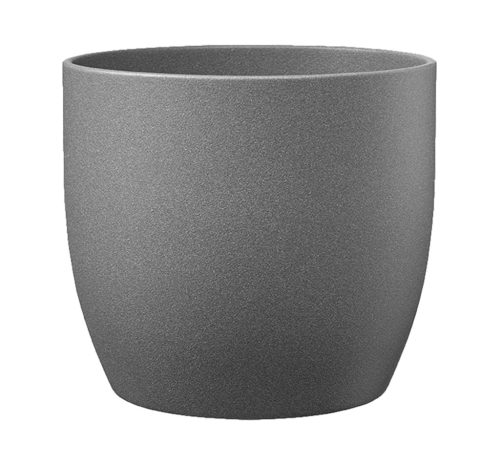 CERAMIC PLANT POT, BASEL STONE, DARK GRAY