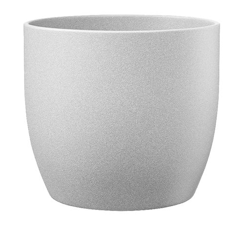 K193080 CERAMIC PLANT POT, BASEL STONE, LIGHT GRAY