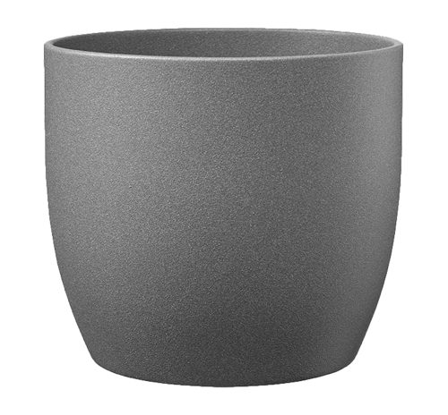 K193083 CERAMIC PLANT POT, BASEL STONE, DARK GRAY