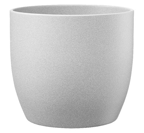 CERAMIC PLANT POT, BASEL STONE, LIGHT GRAY
