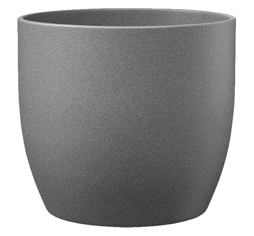 K193093 CERAMIC PLANT POT, BASEL STONE, DARK GRAY