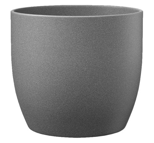 CERAMIC PLANT POT, BASEL STONE, DARK GRAY