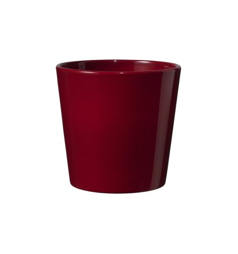 K193100 CERAMIC PLANT POT, DALLAS STYLE, SHINY BORDEAUX