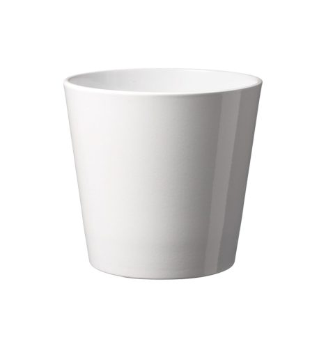 CERAMIC PLANT POT, DALLAS STYLE, SHINY WHITE