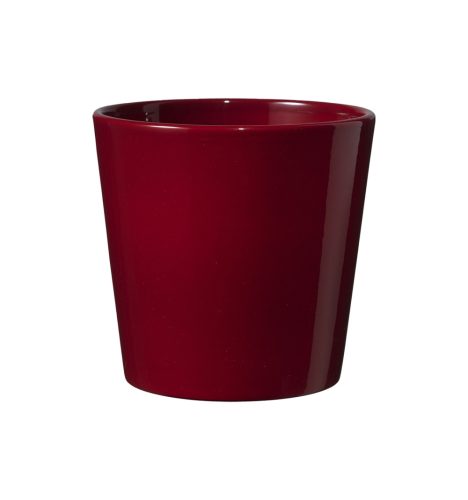 K193112 CERAMIC PLANT POT, DALLAS STYLE, SHINY BORDEAUX