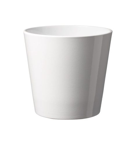CERAMIC PLANT POT, DALLAS STYLE, SHINY WHITE