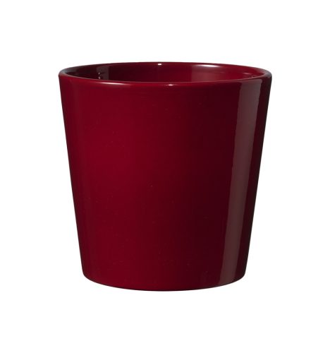 K193122 CERAMIC PLANT POT, DALLAS STYLE, SHINY BORDEAUX