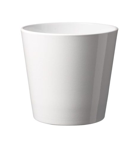 CERAMIC PLANT POT, DALLAS STYLE, SHINY WHITE
