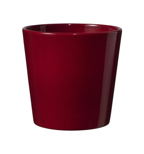 K193132 CERAMIC PLANT POT, DALLAS STYLE, SHINY BORDEAUX