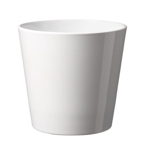 CERAMIC PLANT POT, DALLAS STYLE, SHINY WHITE