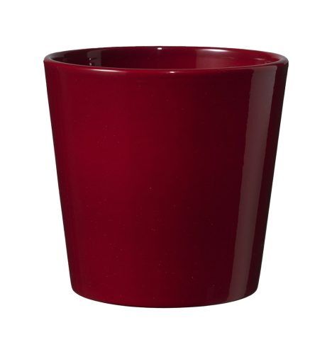 K193142 CERAMIC PLANT POT, DALLAS STYLE, SHINY BORDEAUX