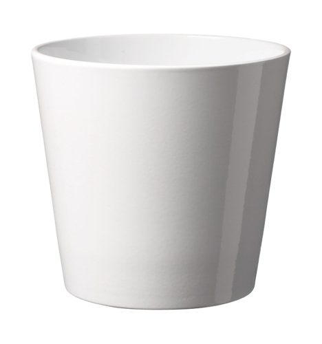 K193145 CERAMIC PLANT POT, DALLAS STYLE, SHINY WHITE