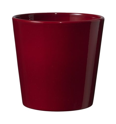 K193146 CERAMIC PLANT POT, DALLAS STYLE, SHINY BORDEAUX