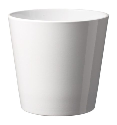 K193150 CERAMIC PLANT POT, DALLAS STYLE, SHINY WHITE