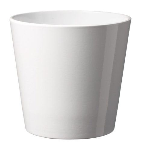 CERAMIC PLANT POT, DALLAS STYLE, SHINY WHITE