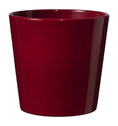 K193152 CERAMIC PLANT POT, DALLAS STYLE, SHINY BORDEAUX