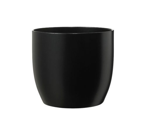 CERAMIC PLANT POT, BASEL FASHION, MATTE BLACK