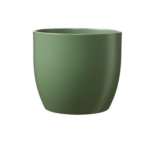 K193214 CERAMIC PLANT POT, BASEL FASHION, MATTE MOSS GREEN