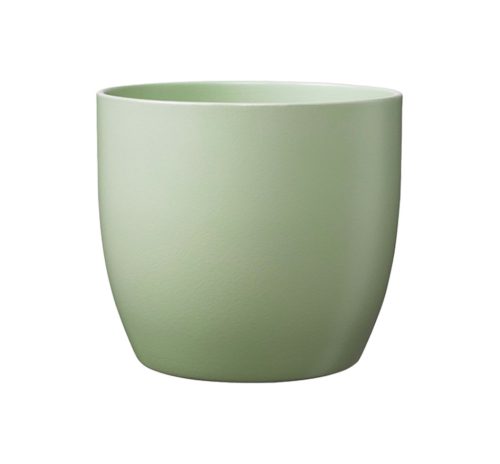 CERAMIC PLANT POT, BASEL FASHION, MATTE LINDEN GREEN