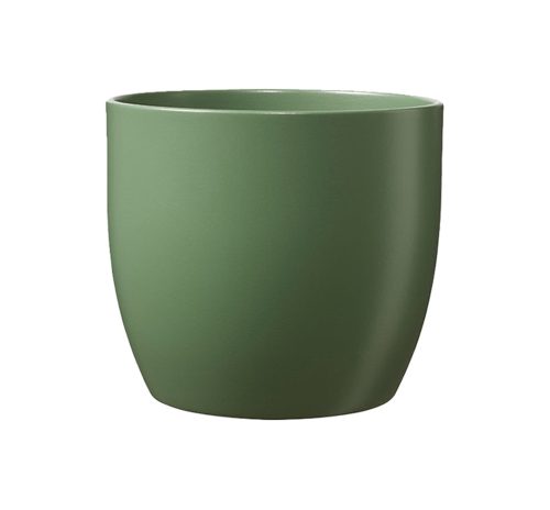 K193224 CERAMIC PLANT POT, BASEL FASHION, MATTE MOSS GREEN