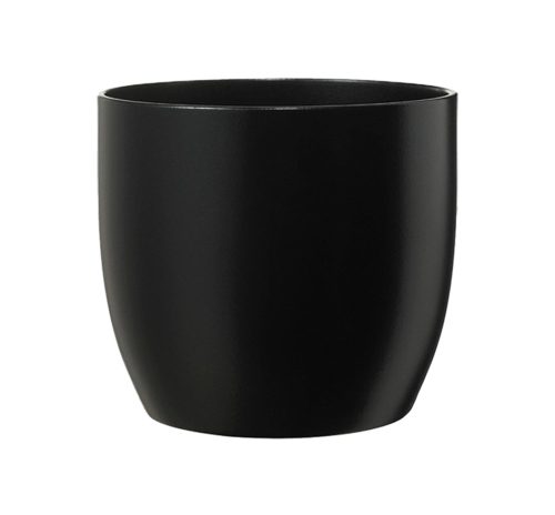 K193232 CERAMIC PLANT POT, BASEL FASHION, MATTE BLACK