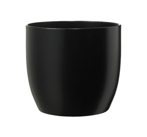 CERAMIC PLANT POT, BASEL FASHION, MATTE BLACK