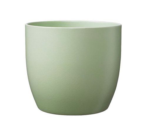 K193233 CERAMIC PLANT POT, BASEL FASHION, MATTE LINDEN GREEN