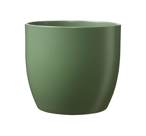 K193234 CERAMIC PLANT POT, BASEL FASHION, MATTE MOSS GREEN