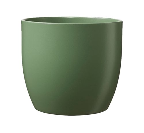 CERAMIC PLANT POT, BASEL FASHION, MATTE MOSS GREEN