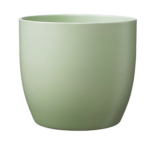 K193253 CERAMIC PLANT POT, BASEL FASHION, MATTE LINDEN GREEN