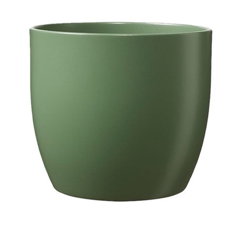 CERAMIC PLANT POT, BASEL FASHION, MATTE MOSS GREEN