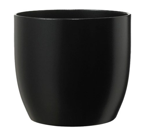 CERAMIC PLANT POT, BASEL FASHION, MATTE BLACK