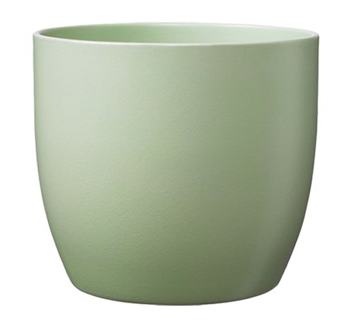 K193263 CERAMIC PLANT POT, BASEL FASHION, MATTE LINDEN GREEN