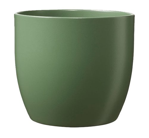 K193264 CERAMIC PLANT POT, BASEL FASHION, MATTE MOSS GREEN