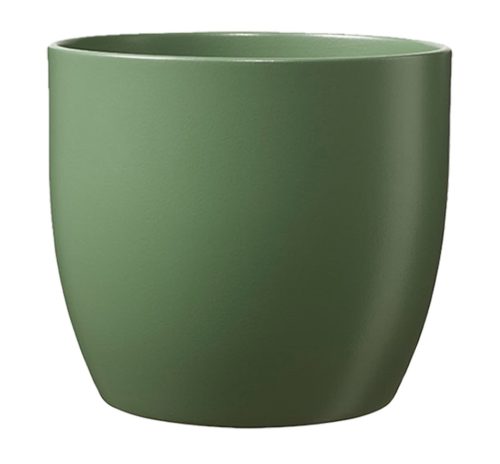 CERAMIC PLANT POT, BASEL FASHION, MATTE MOSS GREEN