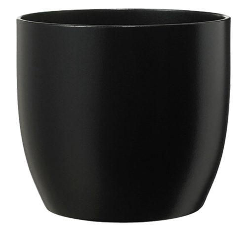 CERAMIC PLANT POT, BASEL FASHION, MATTE BLACK